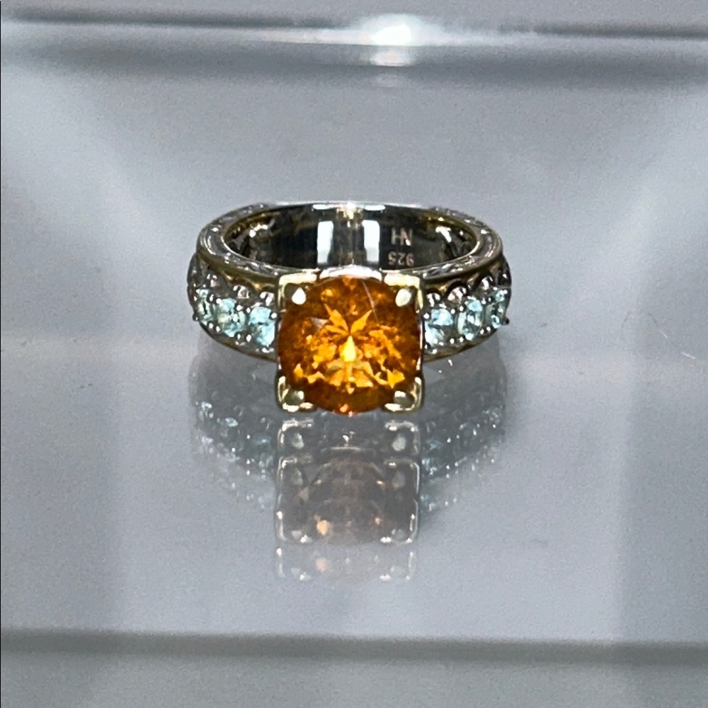 NWOT Gems En Vogue Sterling Silver Palladium Genuine Gemstone Designer Ring Boho